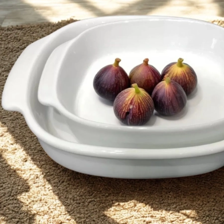 Set of 2 square bowls with handles for oven