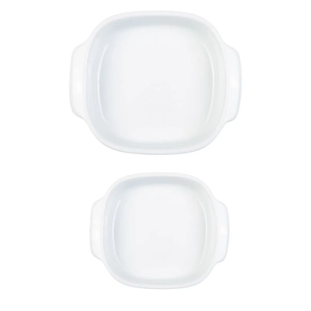Set of 2 square bowls with handles for oven