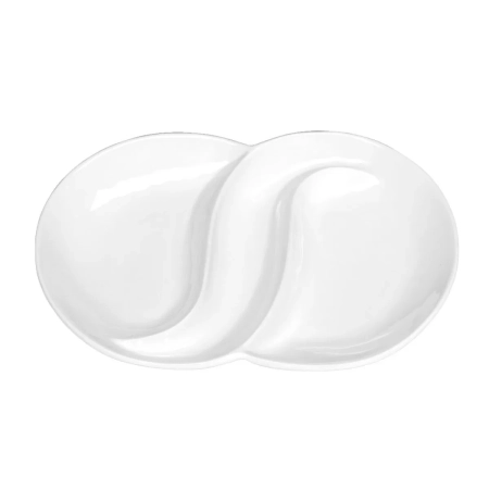 Waved compartmented porcelain tray