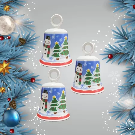 Set 3 clopotei portelan de Craciun