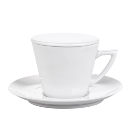 Porcelain tea cup and saucer with lid 410 ml set of 4 pcs