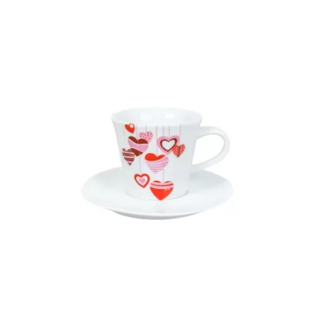 RED HEARTS tea cup and saucer (6 pcs)
