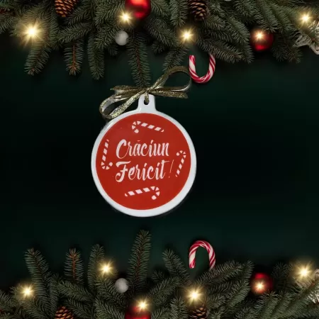 Set 4 globuri roșii de Crăciun HO HO HO