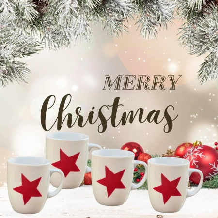 Set 4 cani de ceai STEAUA CRACIUNULUI