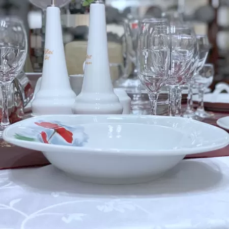 Farfurie adanca patrata model Praga décor MAC cu aur