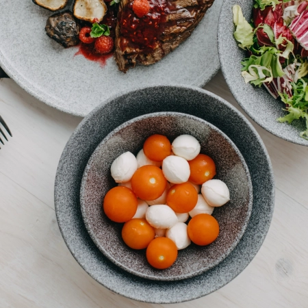 Porcelain bowl 20 cm with granit look set of 6 pcs