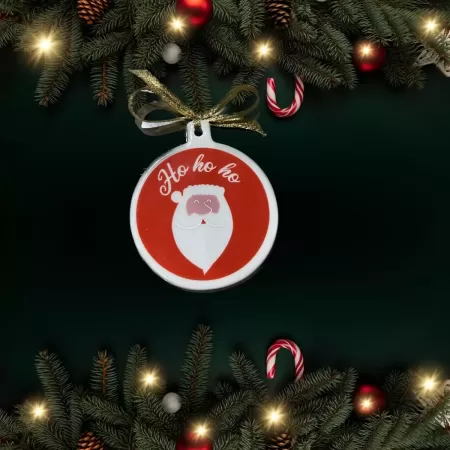 Set 4 globuri roșii de Crăciun HO HO HO