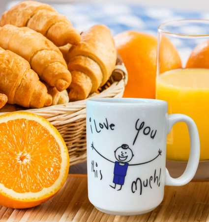 I LOVE YOU THIS MUCH decorated tea mug for boys