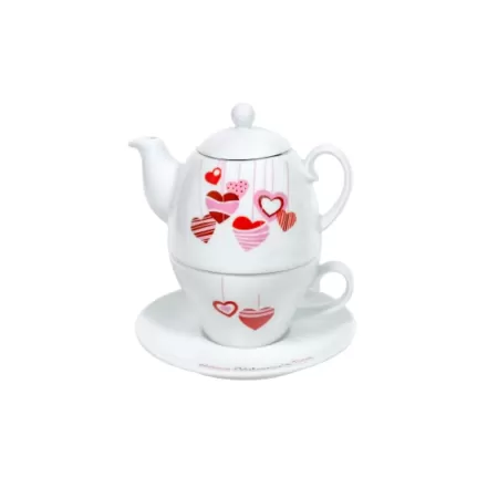 Set tea for one Magic décor RED HEARTS