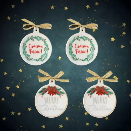 Set 4 globuri MERRY CHRISTMAS