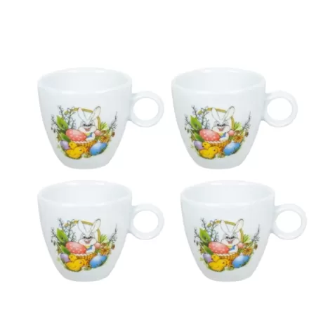 Set of 4 cups with Easter bunny decoration